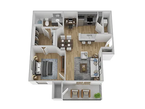 Floor plan 1 Bed, 1 Bath A (80% Income Restricted)