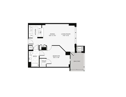 Floor plan 1 Bed/1 Bath-1A Merrill