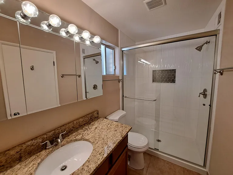 Master bedroom bath with new (2023) walk-in shower with grab bars