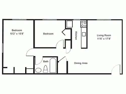 Floor plan 2BR/1BA The Merlot