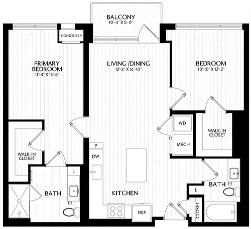 Floor plan 2 Bed/2 Bath-B2M8