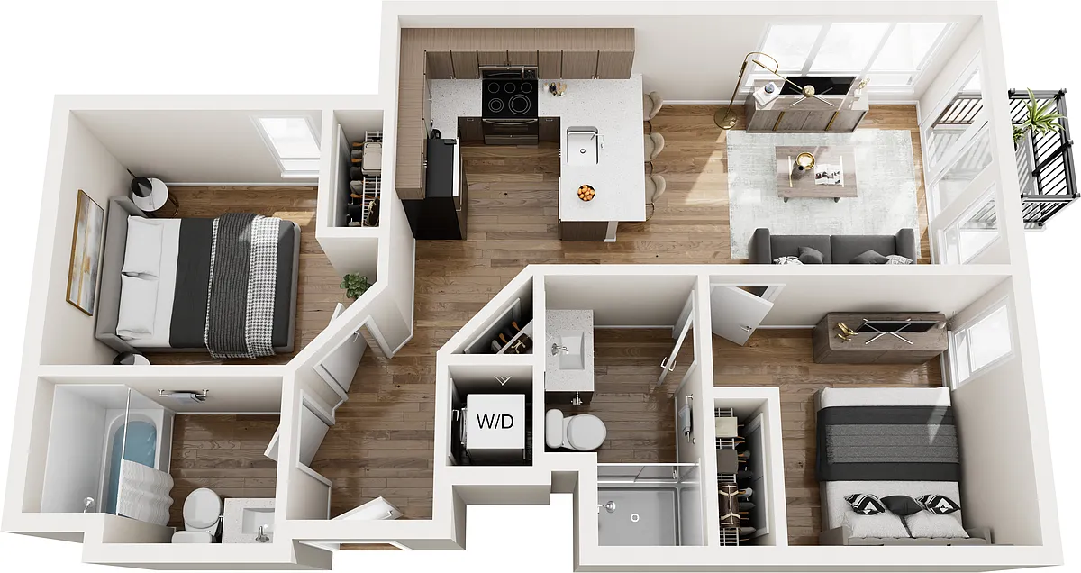 Floor plan Two Bed Two Bath w/Southeast Views M17