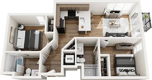 Floor plan Two Bed Two Bath w/Southeast Views M17