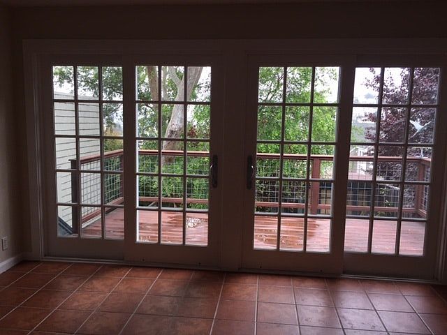 View from eating area to private deck