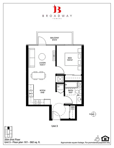Floor plan Broadway 3 1x1