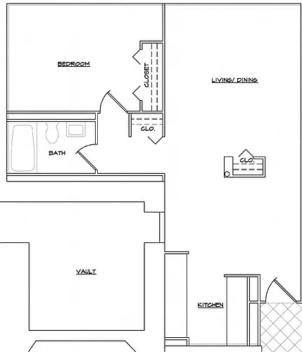 Floor plan 1 Bedroom and 1 Bath