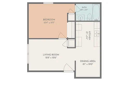 Floor plan 1 Bedroom Large