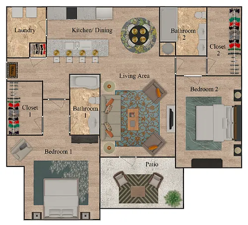 Floor plan Two Bedroom Phase I