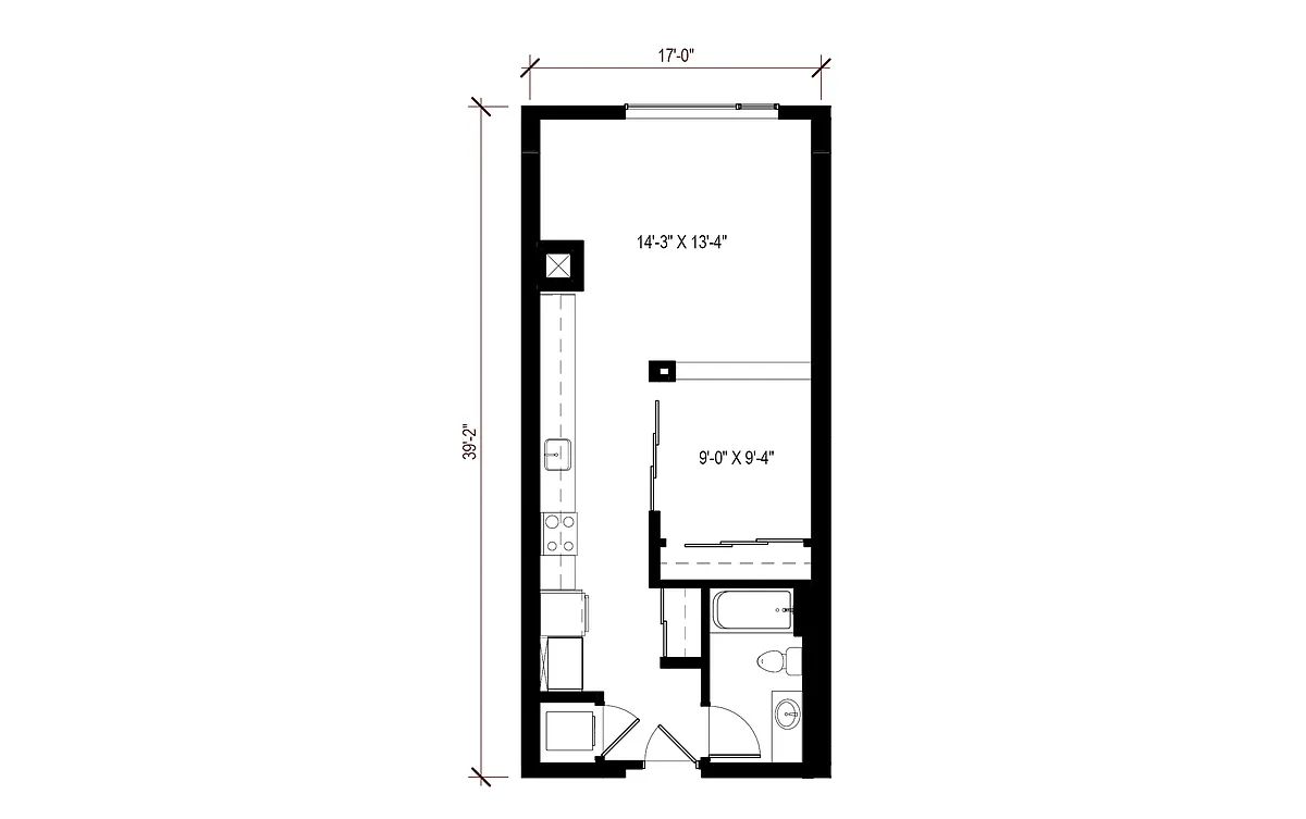 Floor plan Urban 1 Bedroom - U22