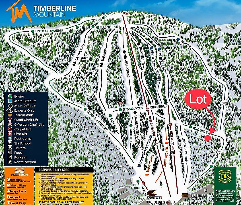 Lot marked on trail map