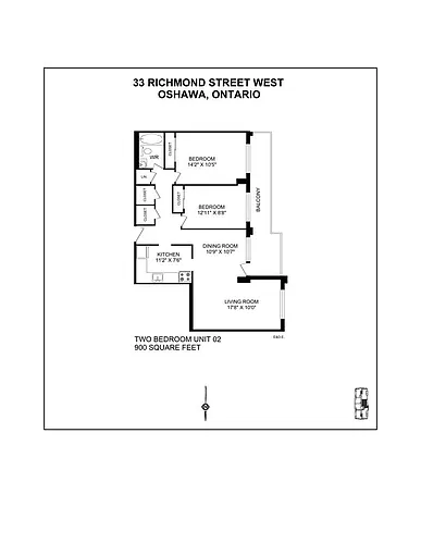 Floor plan 2 Bedroom 2 Bed 1 Bath 3