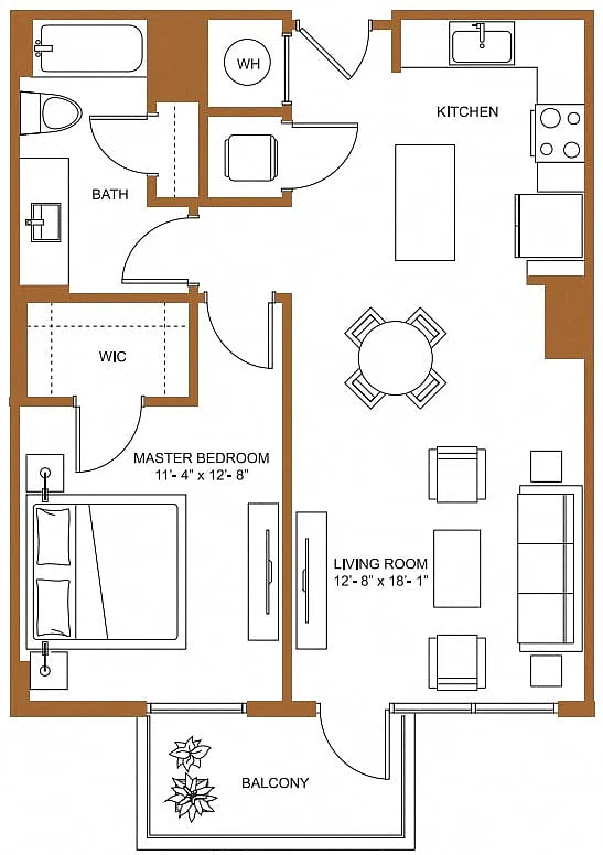 Floor plan 1 Bed/1 Bath-A2
