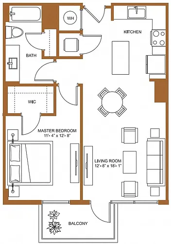 Floor plan 1 Bed/1 Bath-A2