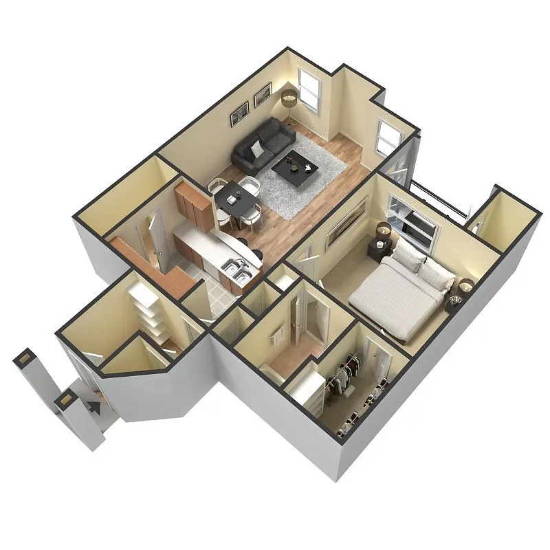 Floor plan One-bedroom One Bath
