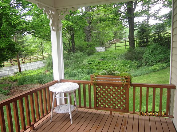 view of side yard from porch