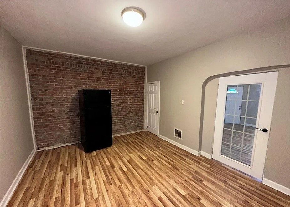 Dining space with exposed brick character