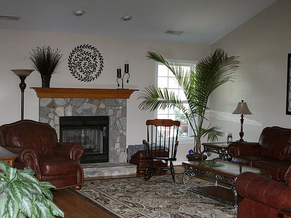 Living room with vaulted ceiling
