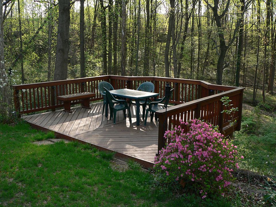 New deck set into woods