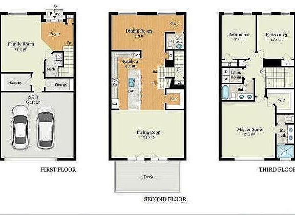 3 level town home layout