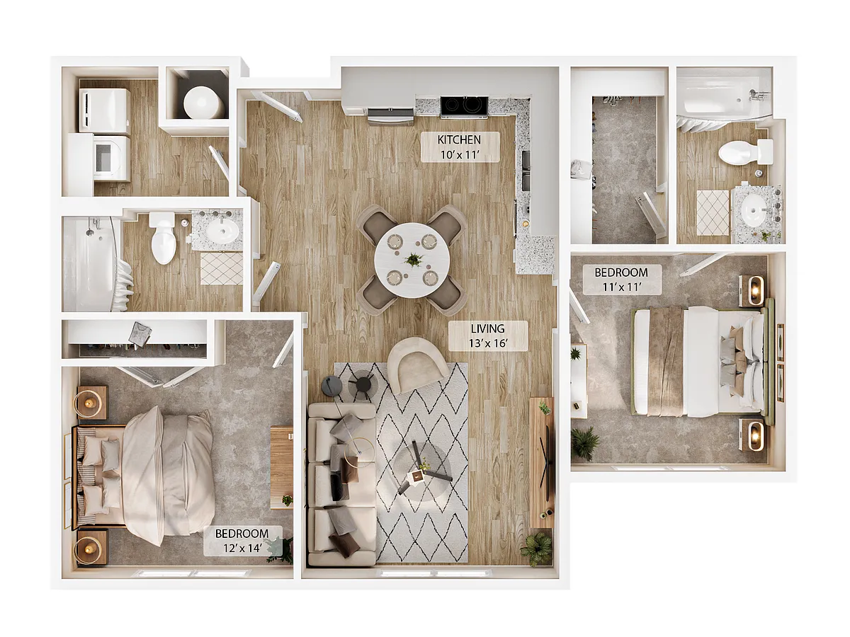 Floor plan 2-2BR Bluff Overlook