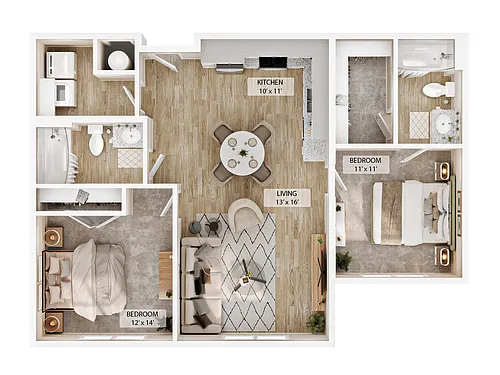 Floor plan 2-2BR Bluff Overlook