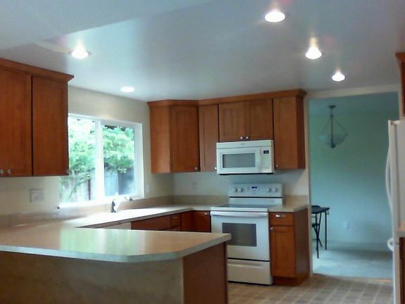Newly remodeled kitchen with breakfast bar
