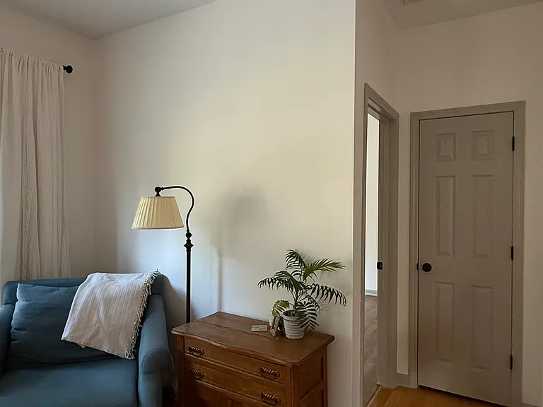 hallway to primary and dedicated linen closet
