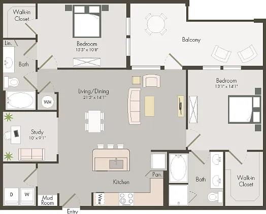 B6 | 2 bed 2.5 bath | 1330 sq ft B6 | 2 bed 2.5 bath | 1330 sq ft