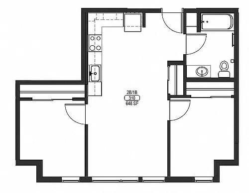 Floor plan Two Bedroom One Bath A