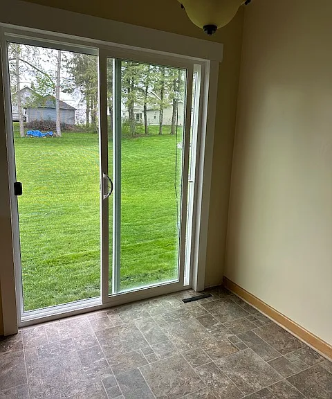 Dining area with patio door