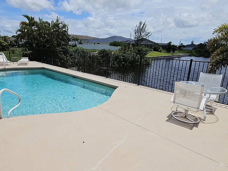 Pool area overlooking Fresh water canal