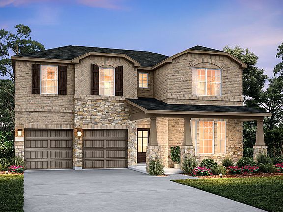 The Albany, a two-story home with 2-car garage, shown with Home Exterior 36