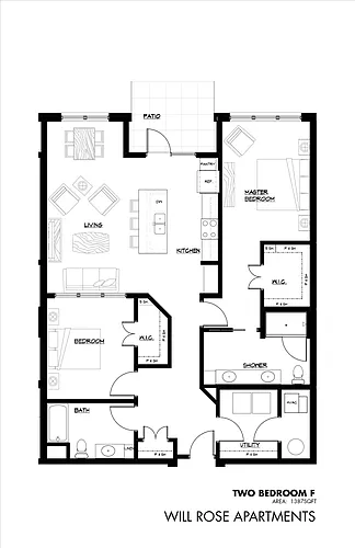 Floor plan Building A - Two Bedroom F