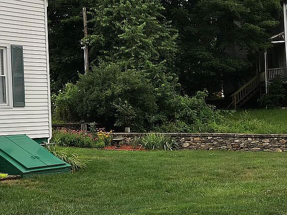Lush grassy side yard