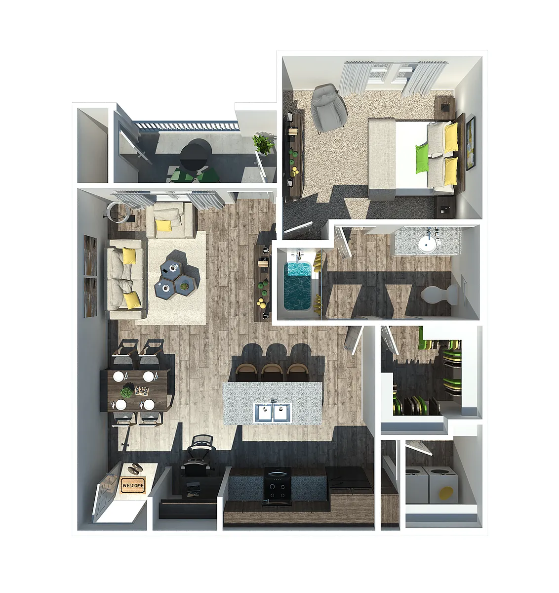 Floor plan The Winston 1 bedroom 1 bathroom