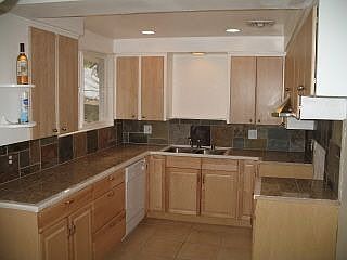 New kitchen; slate/granite