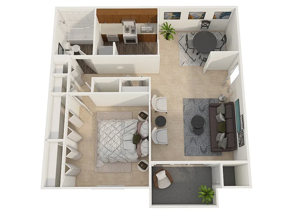 Floor plan One Bedroom Traditional