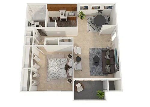 Floor plan One Bedroom Traditional