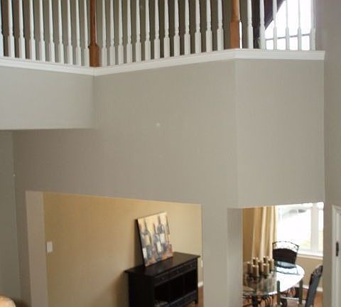 Open floorplan, wood bannister