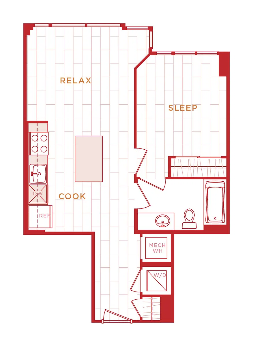 Floor plan 1 Bed/1 Bath s-a03