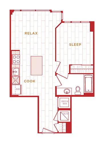 Floor plan 1 Bed/1 Bath s-a03