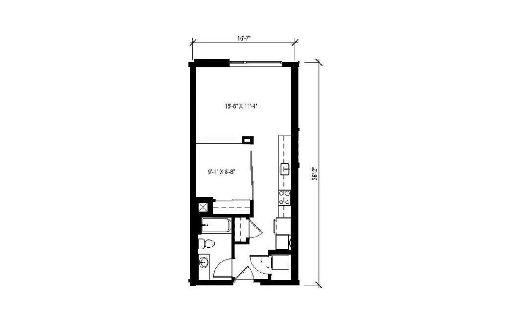 Floor plan Urban 1 Bedroom - U11