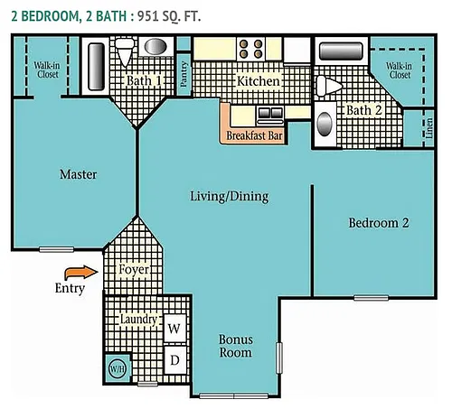 Floor plan 2 Bedroom 2 Bathroom