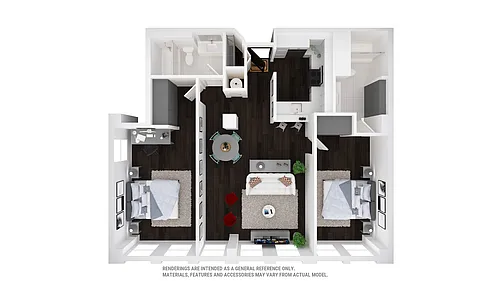 Floor plan 2 BD 2 BA - I