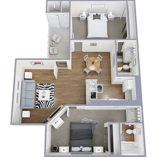 Floor plan 2 Bed 2 Bath Renovated