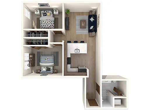 Floor plan Two Bedroom One Bath