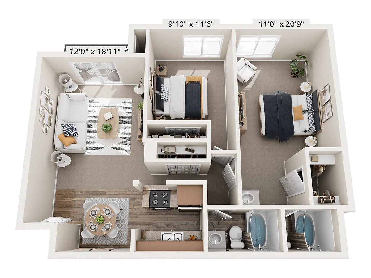 Floor plan 2x2b