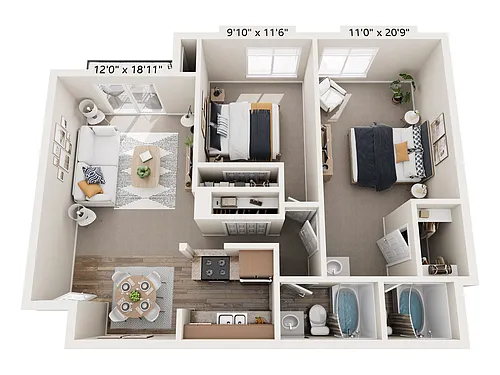 Floor plan 2x2b