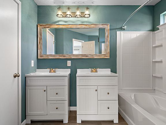 Master bathroom with double vanities