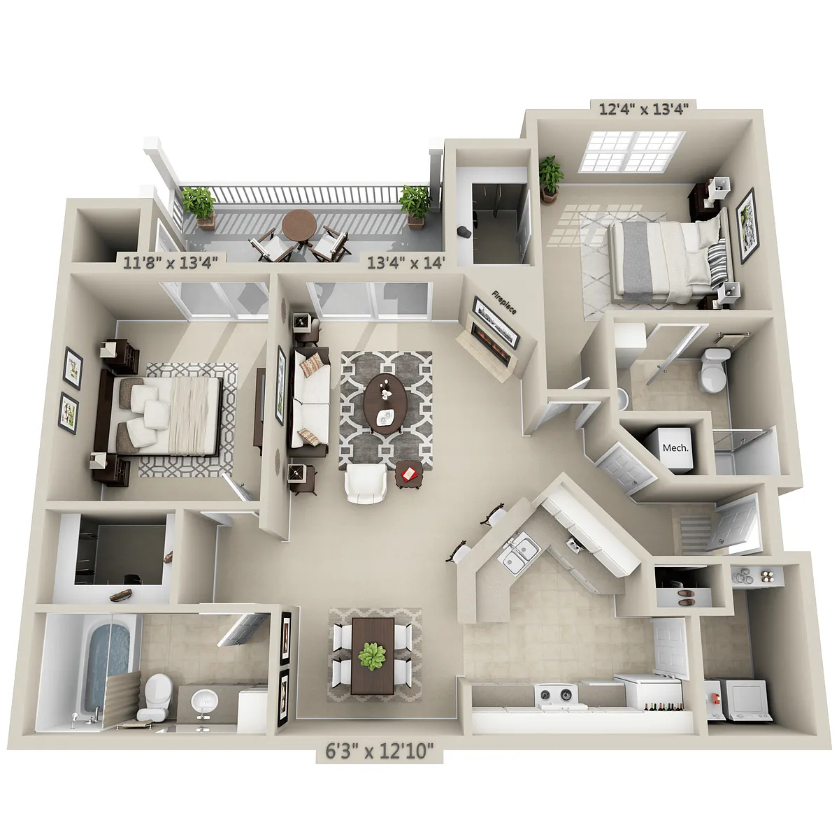 Floor plan 2 Bed 2 Bath
